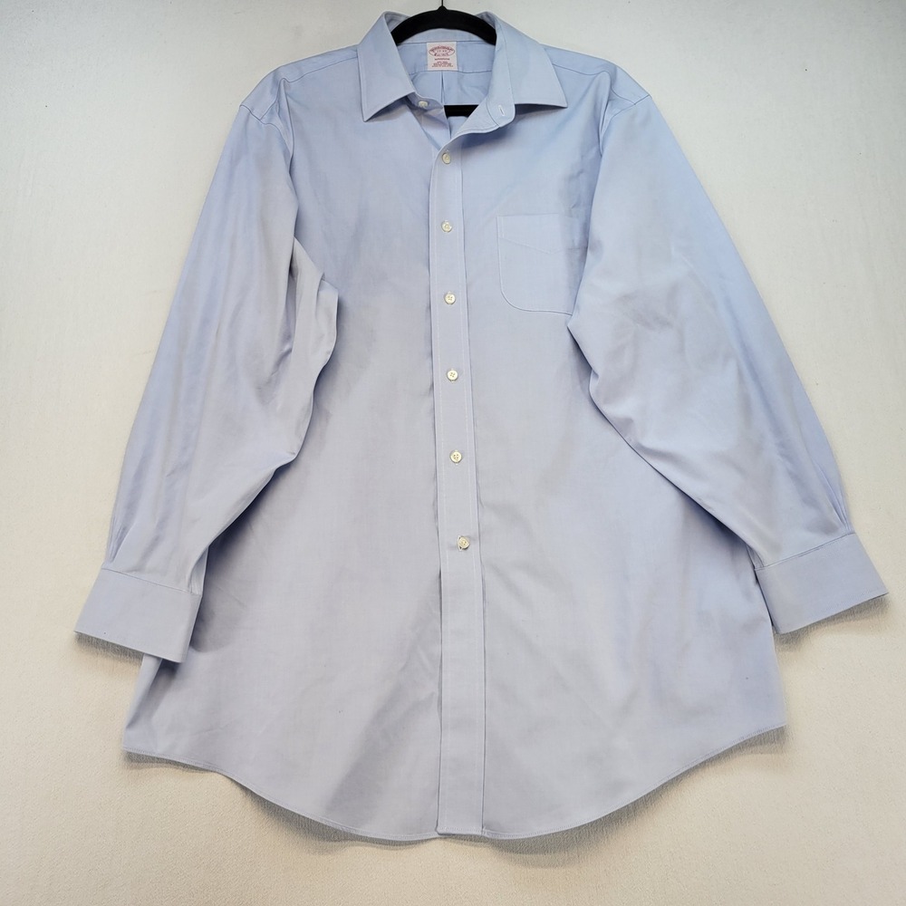 Brooks Brothers Dress Shirt Mens 17-33 Light Blue Madison Non-Iron Supima Cotton